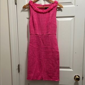 J. Crew Pink Sheath Dress with Fringed collar.